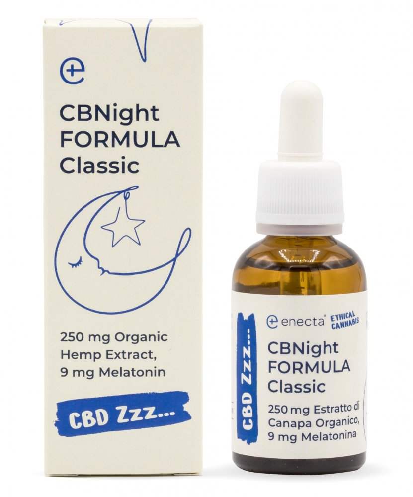 Enecta CBNight Classic 30ml olio CBD CBN melatonina confezione e flacone