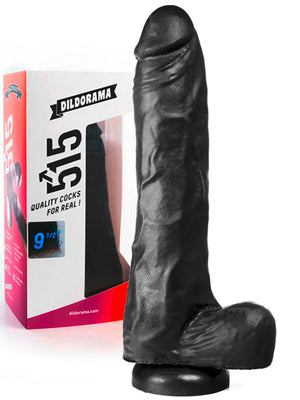 Dildo realistico Dildorama 515 nero 25,8 cm con ventosa - vista frontale