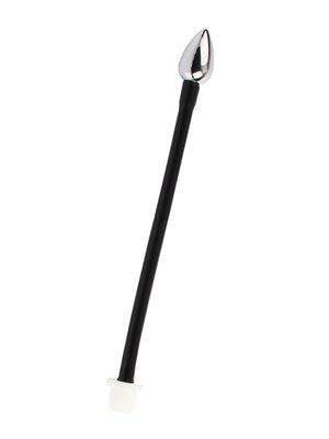 Black Mont Anal Deep Shower: tubo corto nero in silicone con punta a goccia in metallo e raccordo bianco