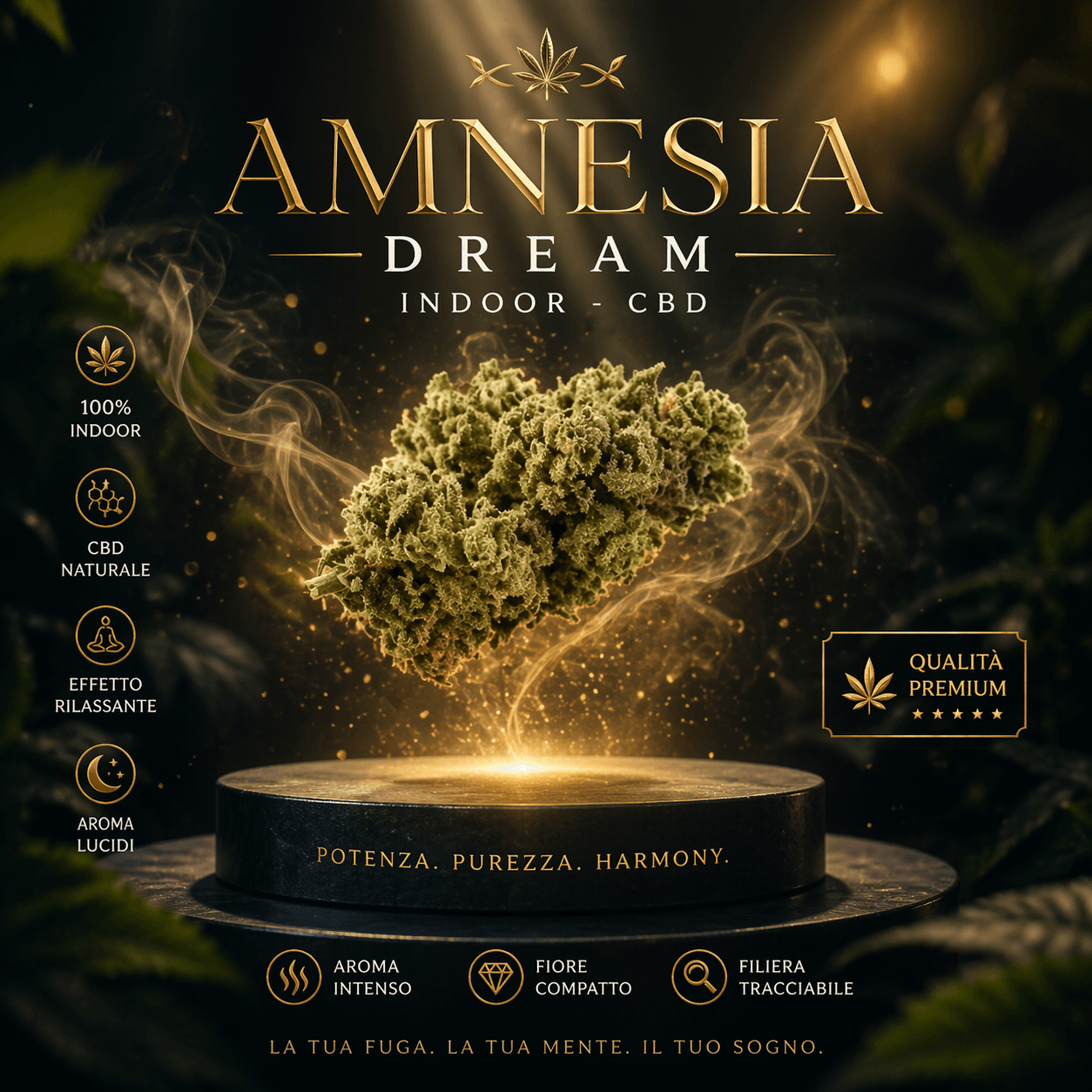 Amnesia Dream CBD, infiorescenza legale ispirata alla strain Amnesia
