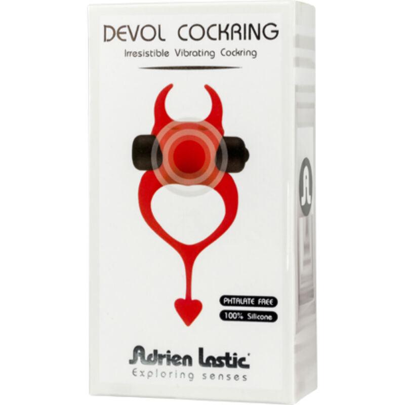 Confezione bianca Devol Cockring di Adrien Lastic con il diavoletto rosso e i bollini 100% silicone e senza ftalati