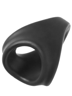 ForceFlex Dominator, cockring in silicone nero, vista frontale con le due aperture
