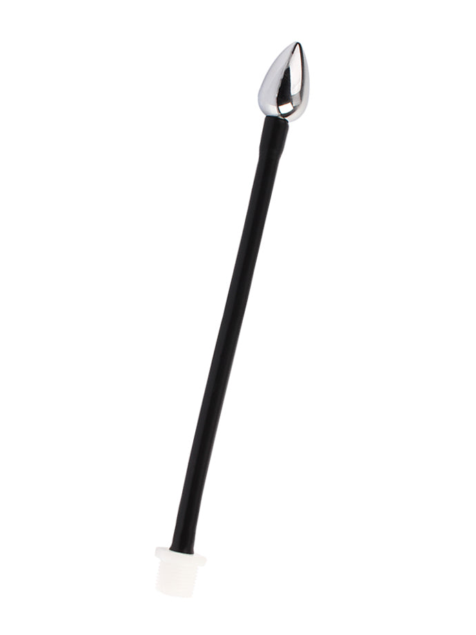 Black Mont Anal Deep Shower: tubo corto nero in silicone con punta a goccia in metallo e raccordo bianco
