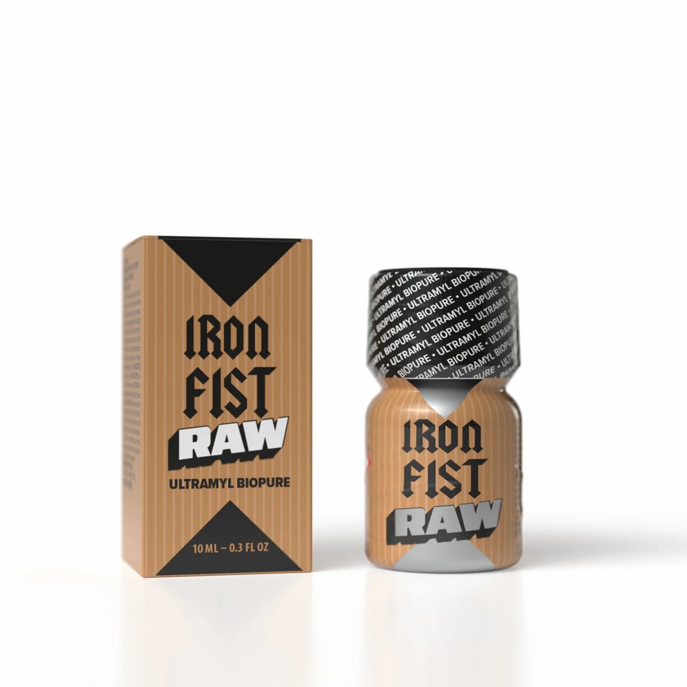 Popper Iron Fist Raw 10 ml Ultramyl, flacone in alluminio con confezione in cartoncino